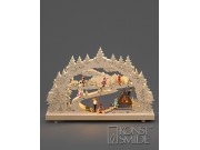 Konstsmide Snow Scene Wooden Silhouette with 12 Warm White LEDs. Battery & Electric Operated (28 x 43cm)